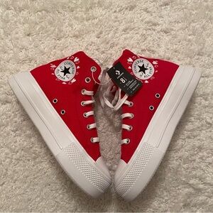 Women’s Converse Platform High Top Sneakers Red Heart size 8.5 NWT